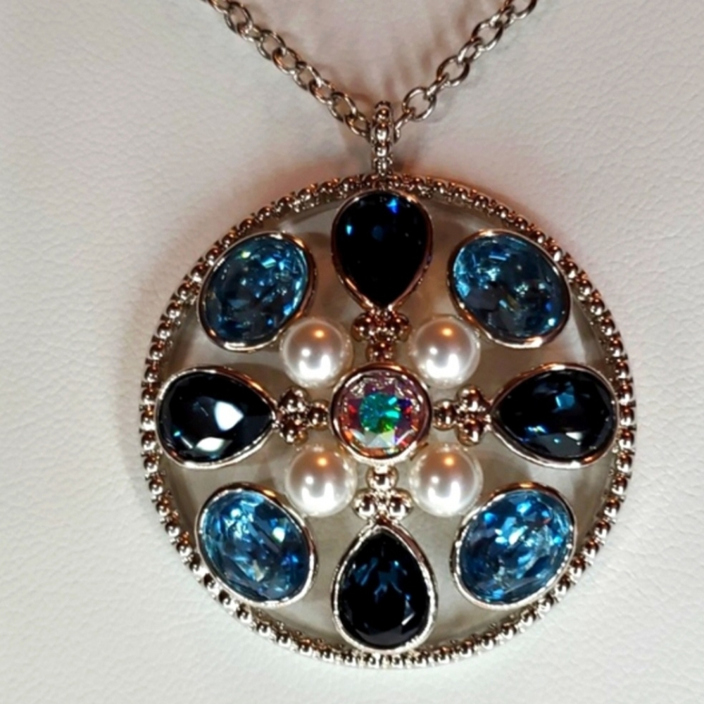 Touchstone Crystal Swarovski Garden Magic Pendant Necklace, Blue - Picture 5 of 9